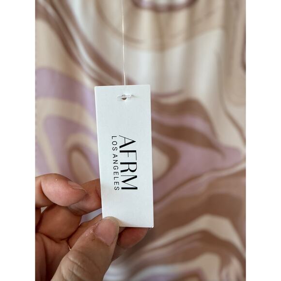 NWT AFRM High Rise Sheer Elastic Waist Midi Skirt Brown Purple Womens Size Small - Picture 7 of 7